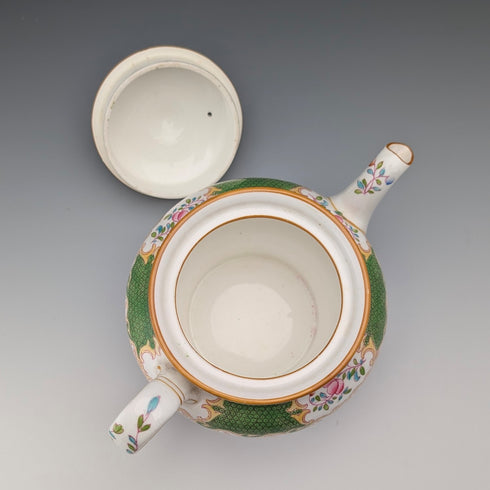 Minton 瓷茶壺,毒蛇紋,綠色,二十世紀初